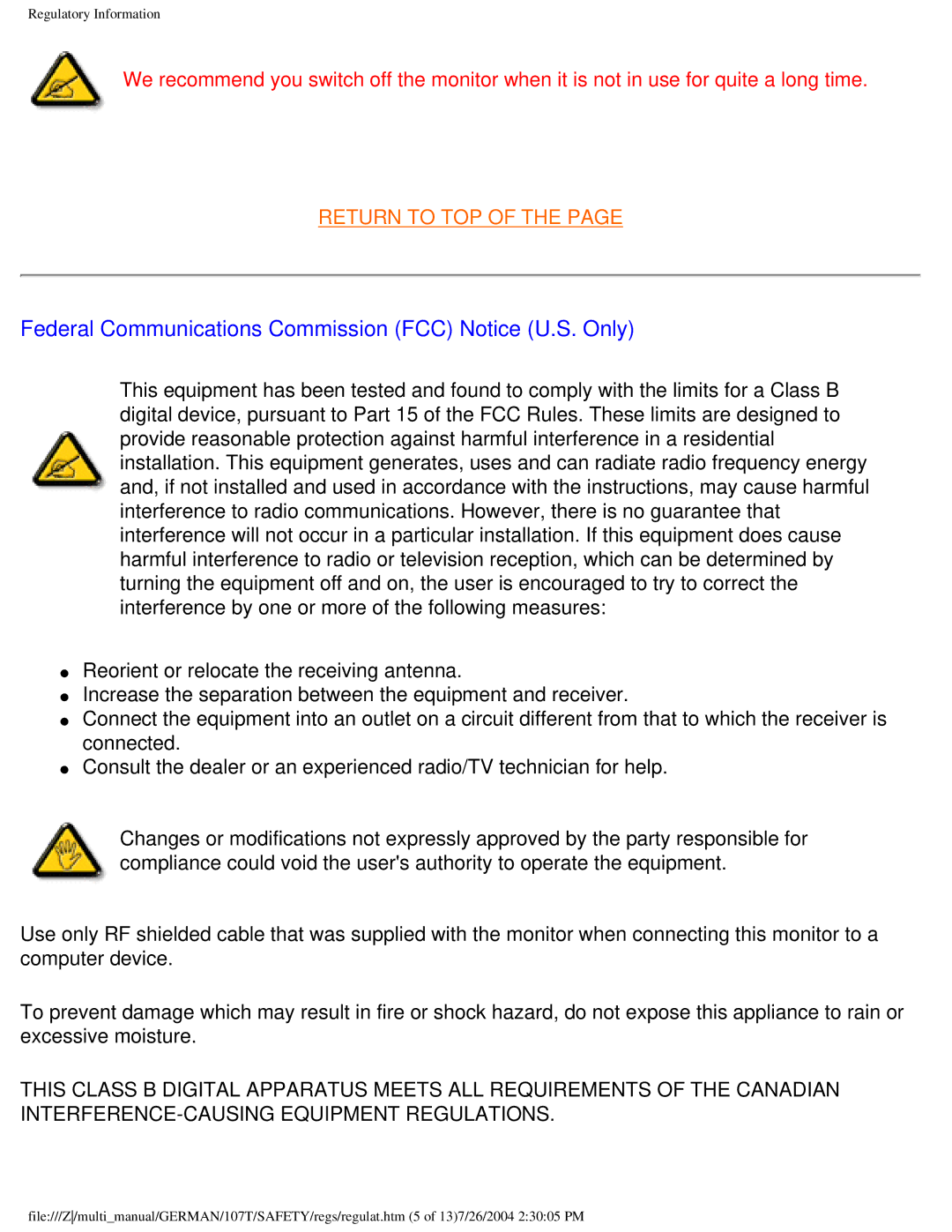 Philips 107T user manual Federal Communications Commission FCC Notice U.S. Only 