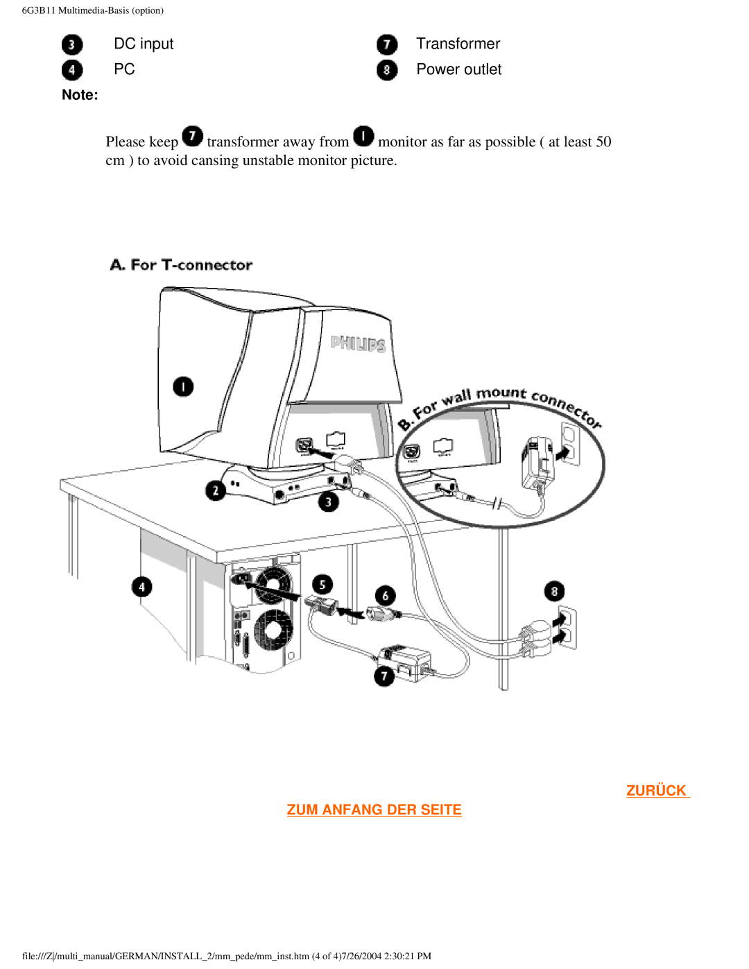 Philips 107T user manual DC input Transformer Power outlet 