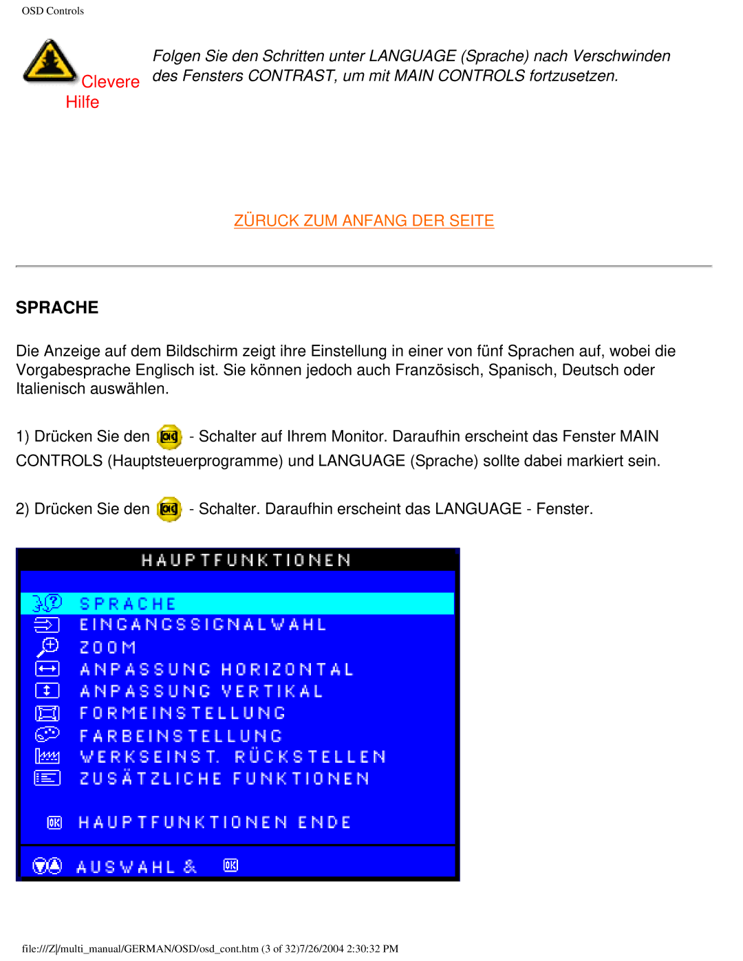 Philips 107T user manual Sprache 