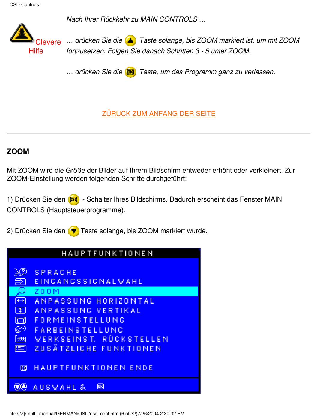 Philips 107T user manual Zoom 