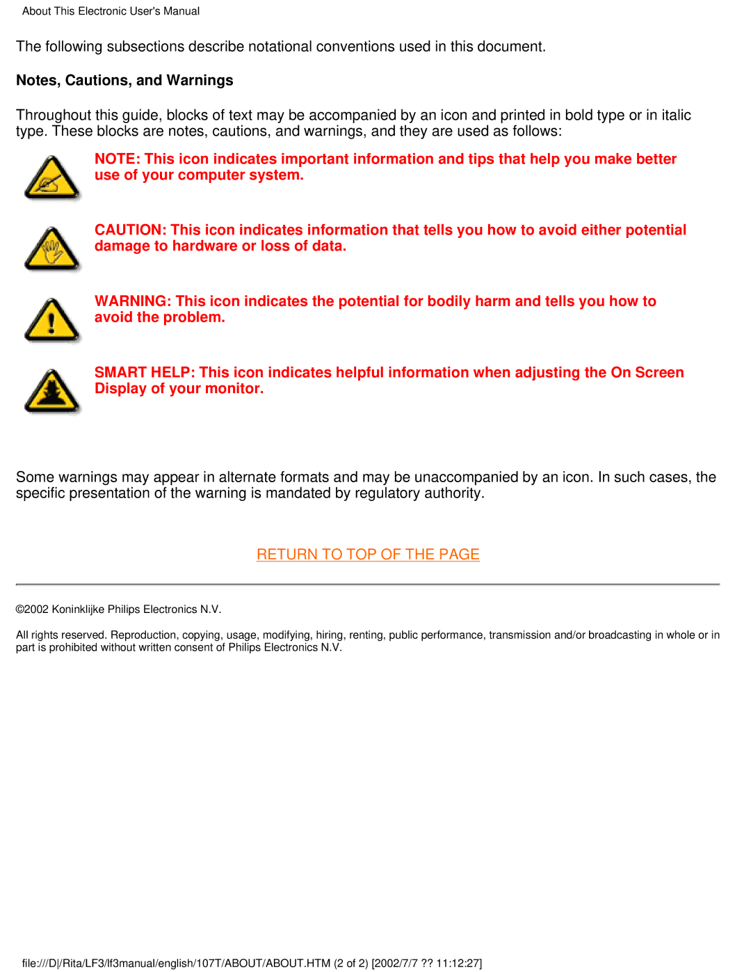 Philips 107T41 user manual Return to TOP 