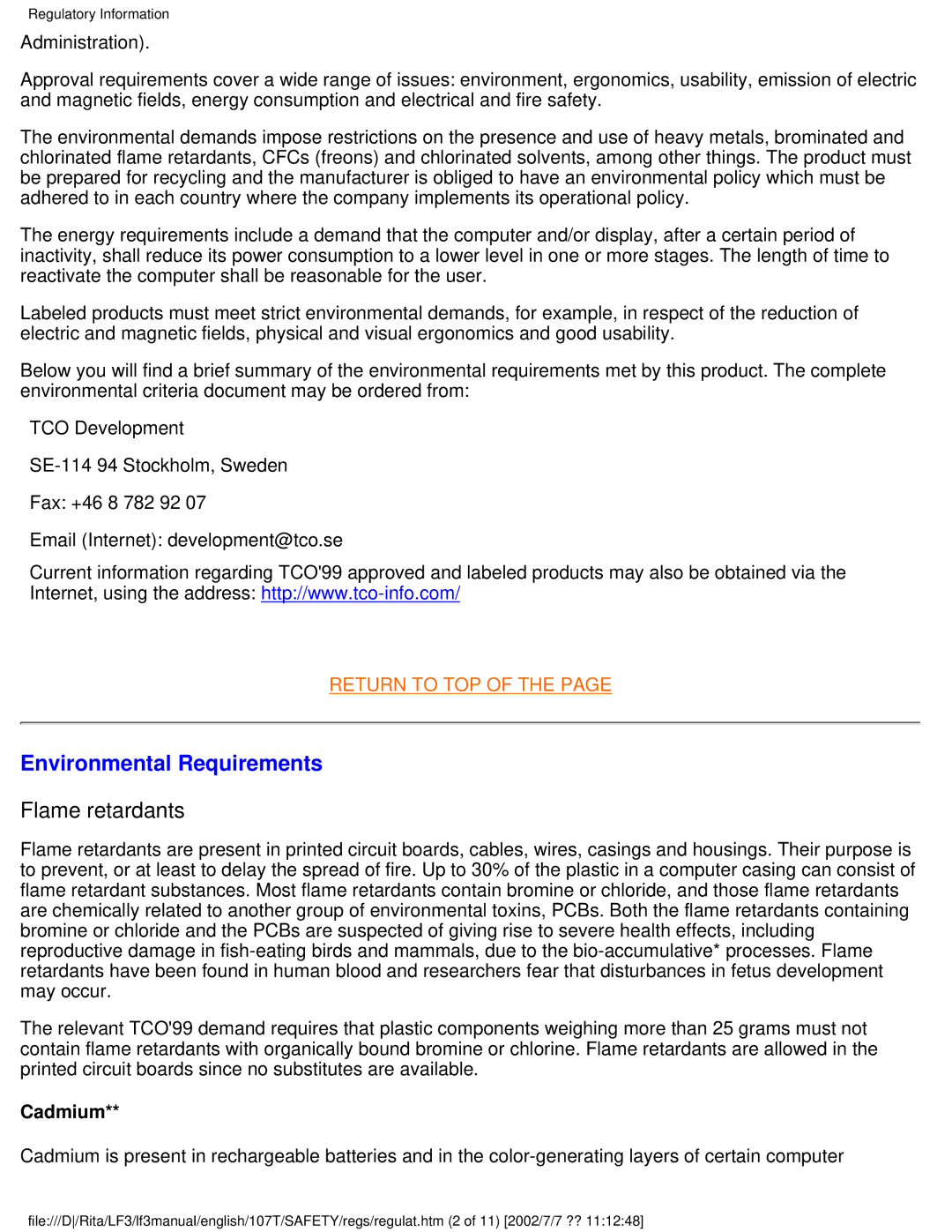 Philips 107T41 user manual Environmental Requirements, Flame retardants 