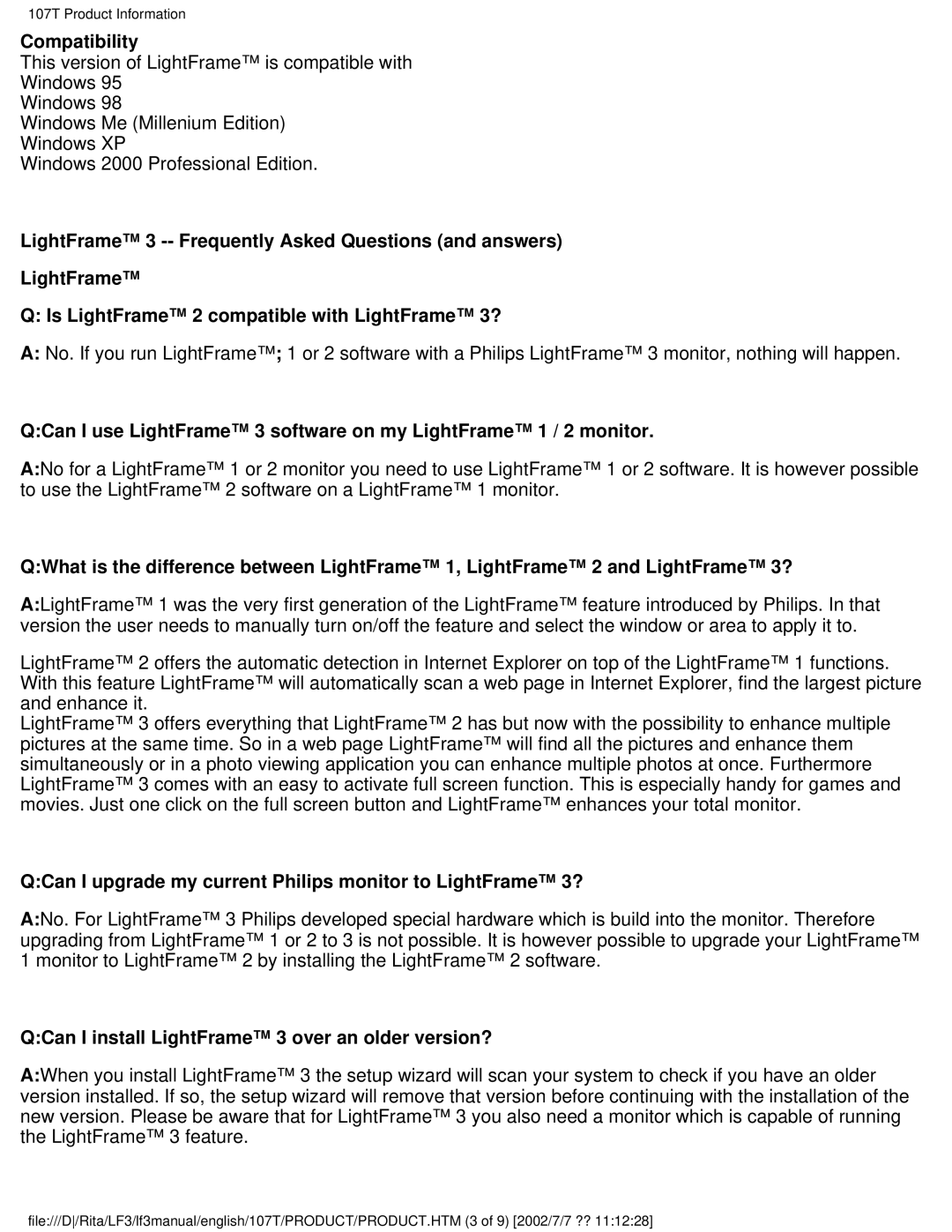 Philips 107T41 user manual Compatibility 