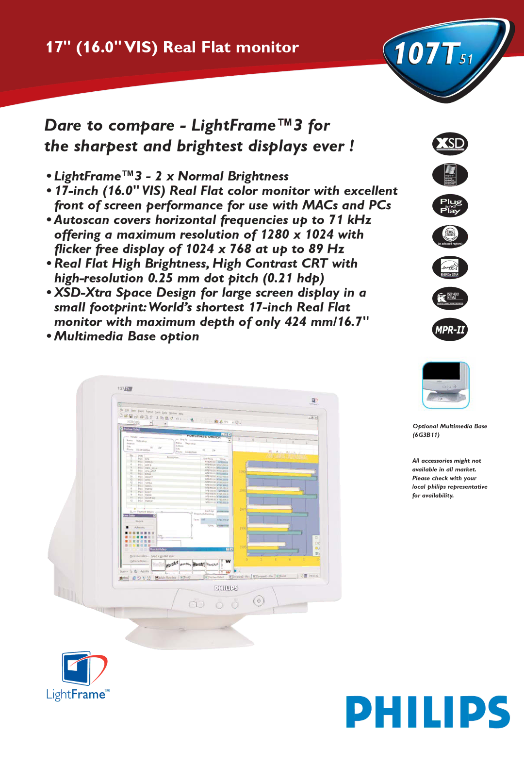 Philips 107T51 manual LightFrame3 2 x Normal Brightness, Multimedia Base option 