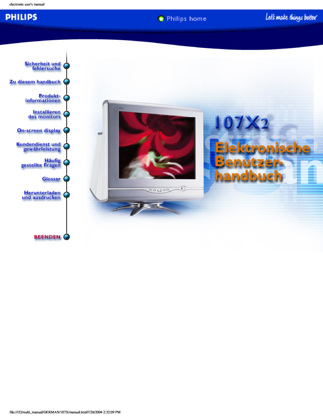 Philips 107X2 user manual electronic users manual, file///Z/multimanual/GERMAN/107X/manual.html7/26/2004 23209 PM 