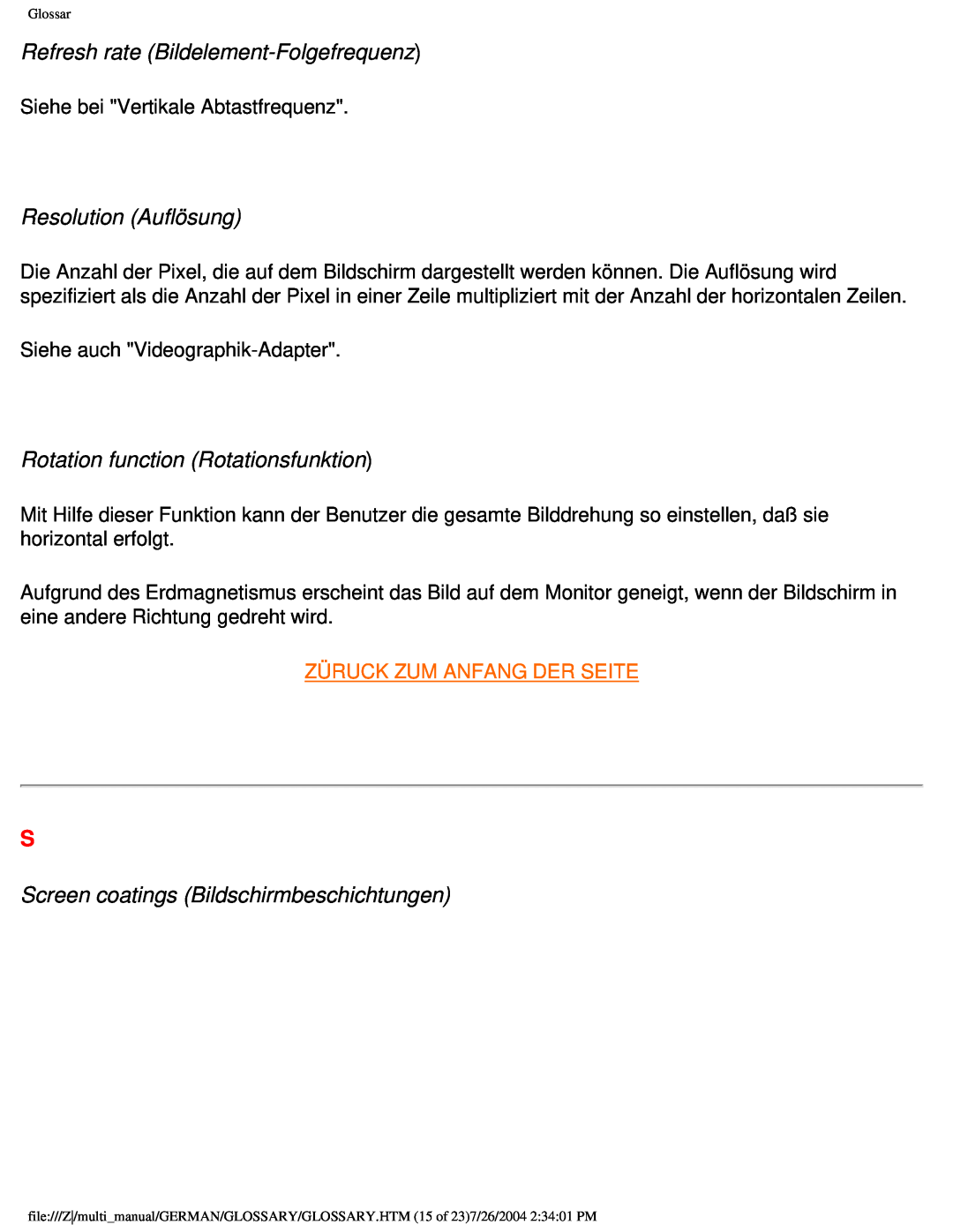 Philips 107X2 user manual Refresh rate Bildelement-Folgefrequenz, Resolution Auflösung, Rotation function Rotationsfunktion 