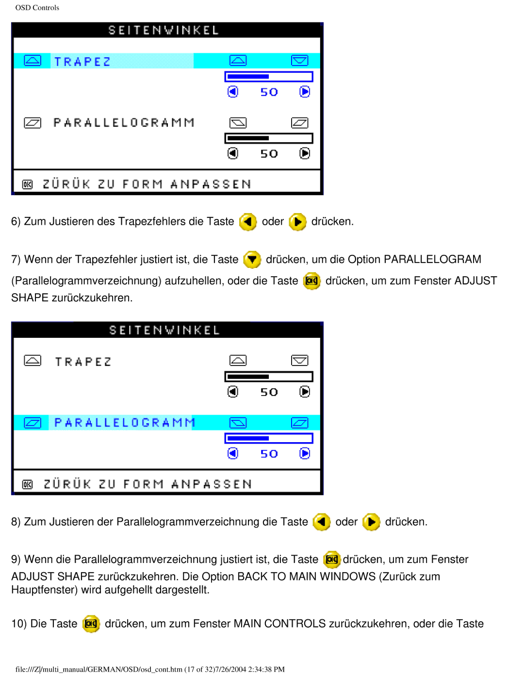 Philips 107X2 user manual OSD Controls 