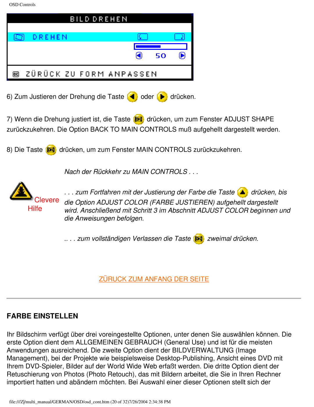 Philips 107X2 user manual Farbe Einstellen 