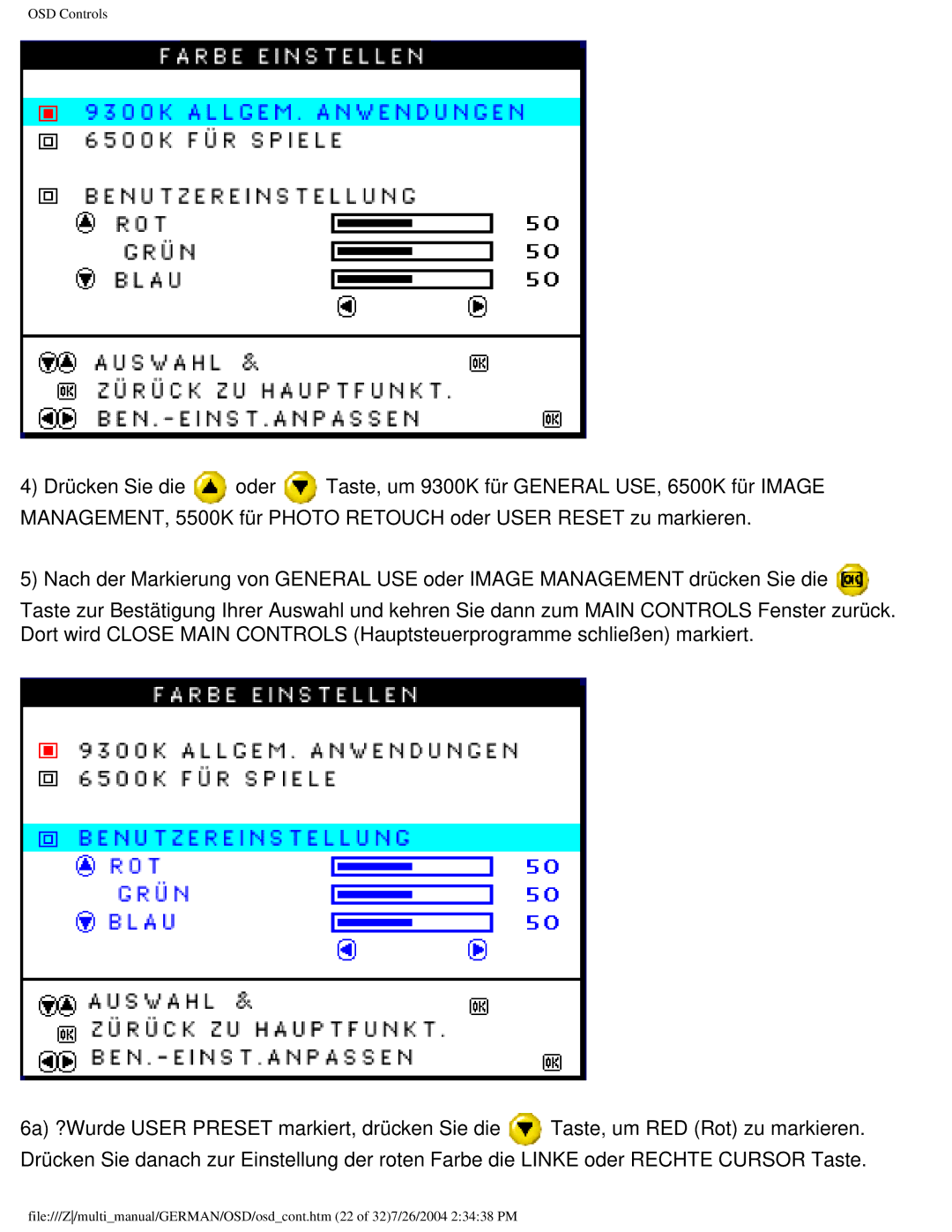 Philips 107X2 user manual OSD Controls 