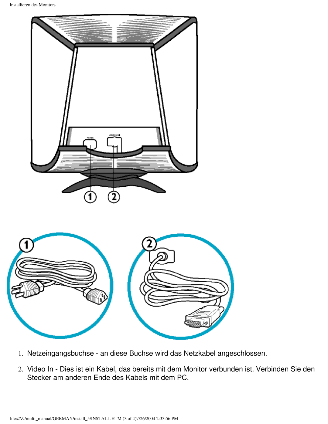 Philips 107X2 user manual Installieren des Monitors 