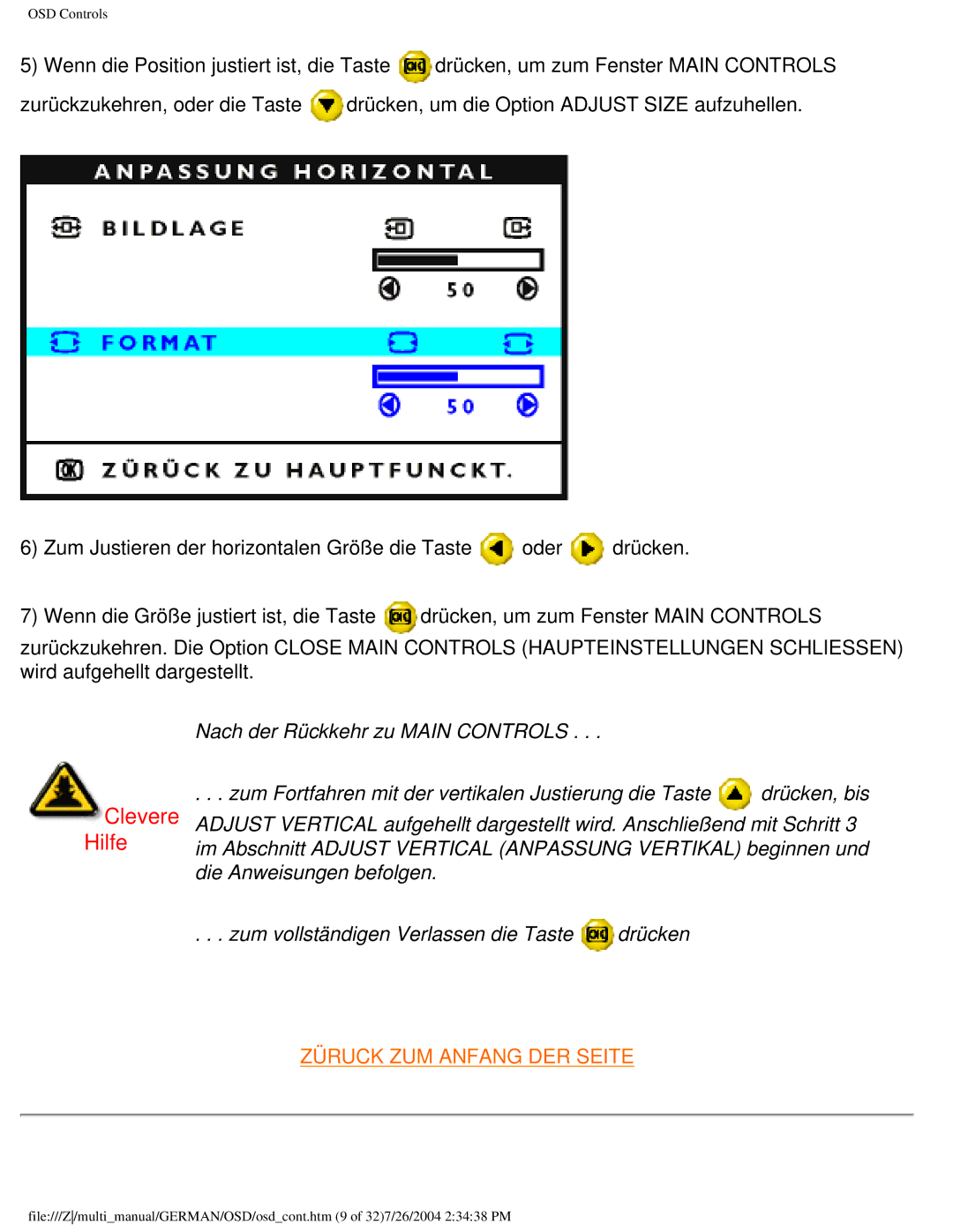 Philips 107X2 user manual Clevere Hilfe 