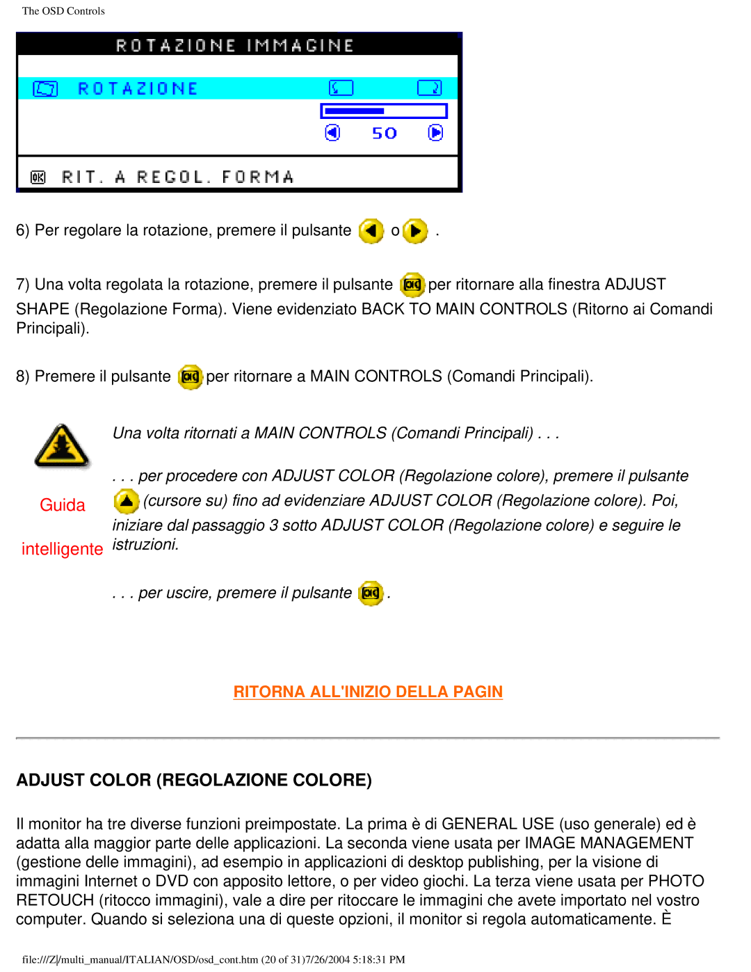 Philips 107X2 user manual Adjust Color Regolazione Colore 