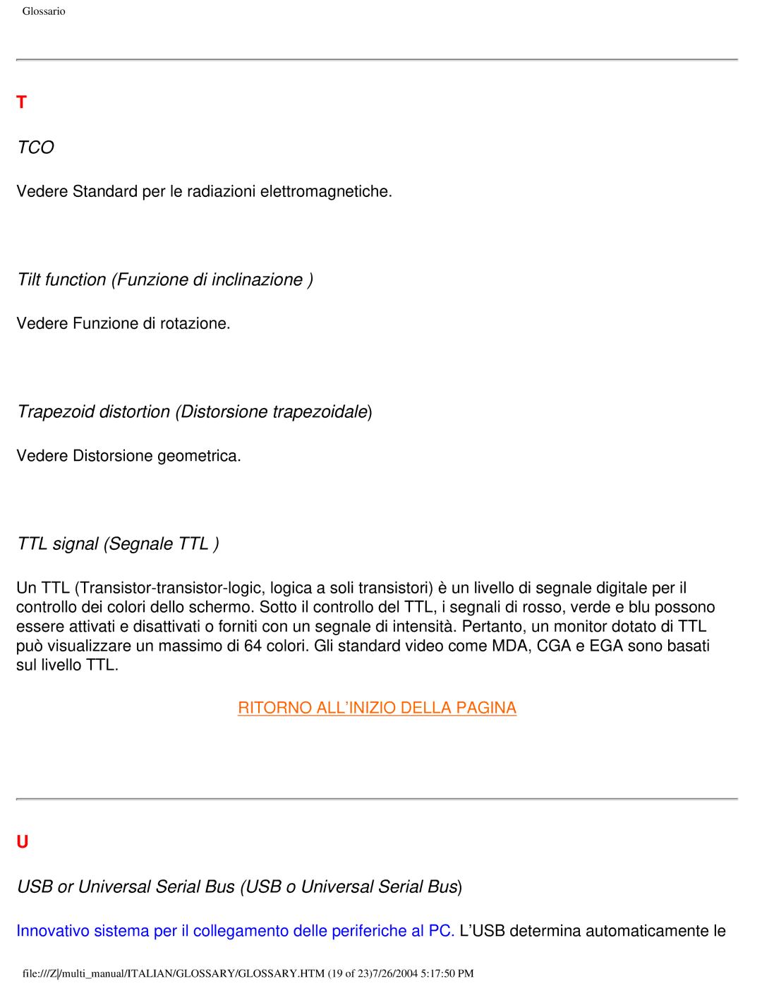 Philips 107X2 user manual Tilt function Funzione di inclinazione, Trapezoid distortion Distorsione trapezoidale 