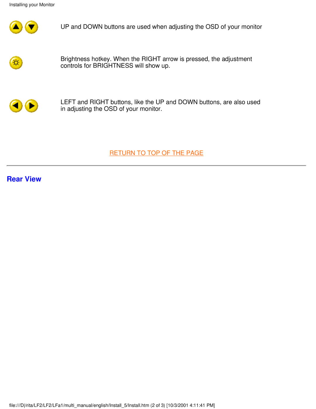 Philips 107X23 user manual Rear View 