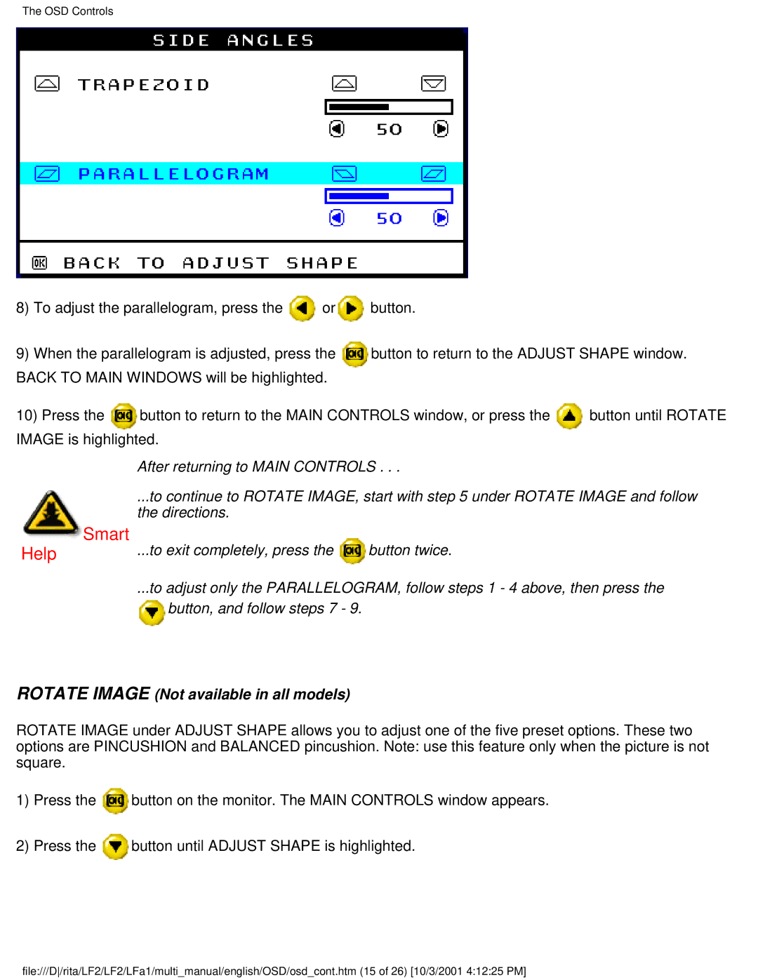 Philips 107X23 user manual Rotate Image Not available in all models 