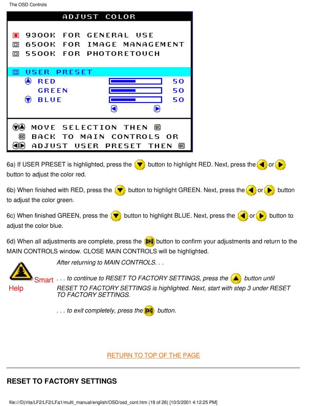 Philips 107X23 user manual Reset to Factory Settings 