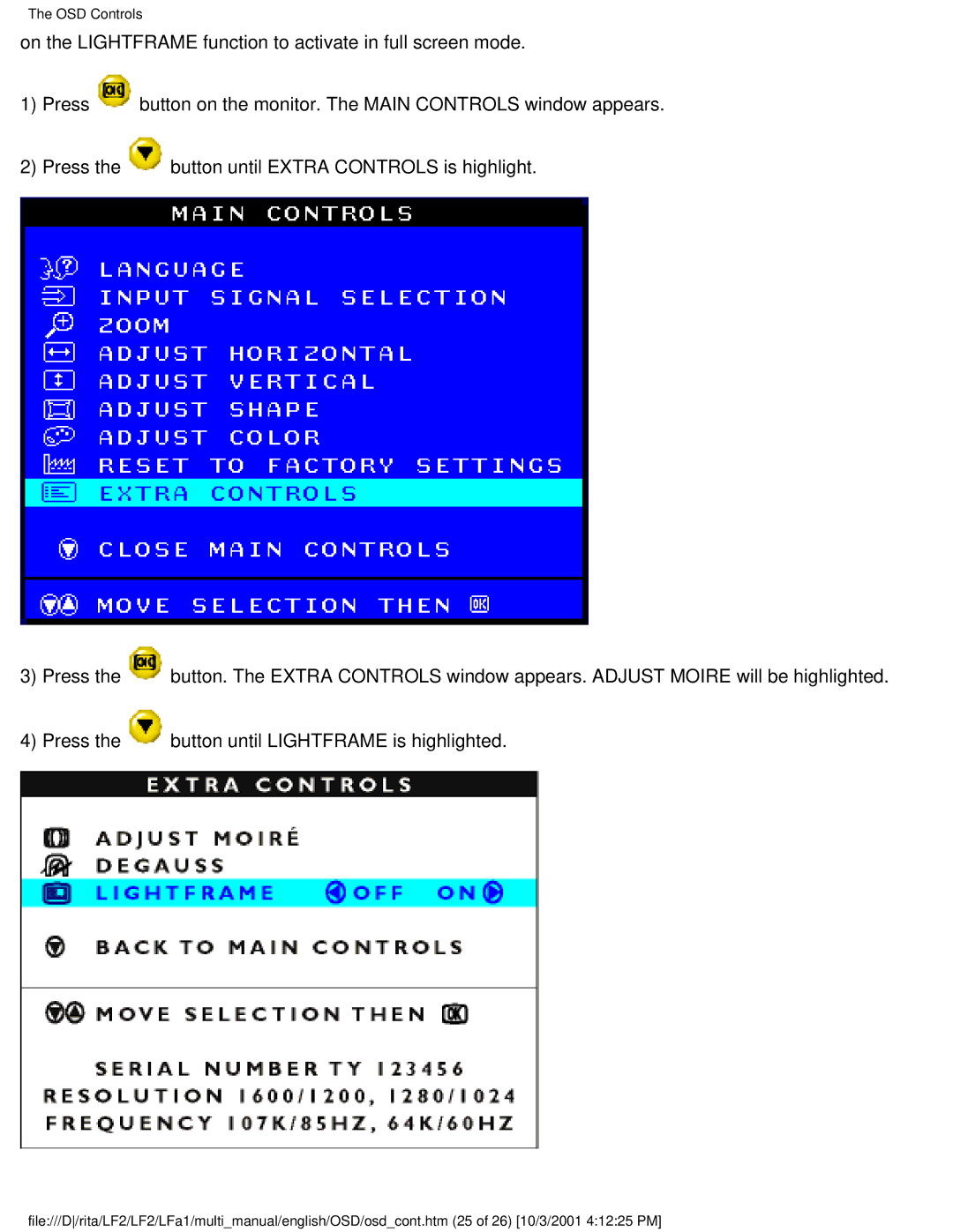 Philips 107X23 user manual OSD Controls 