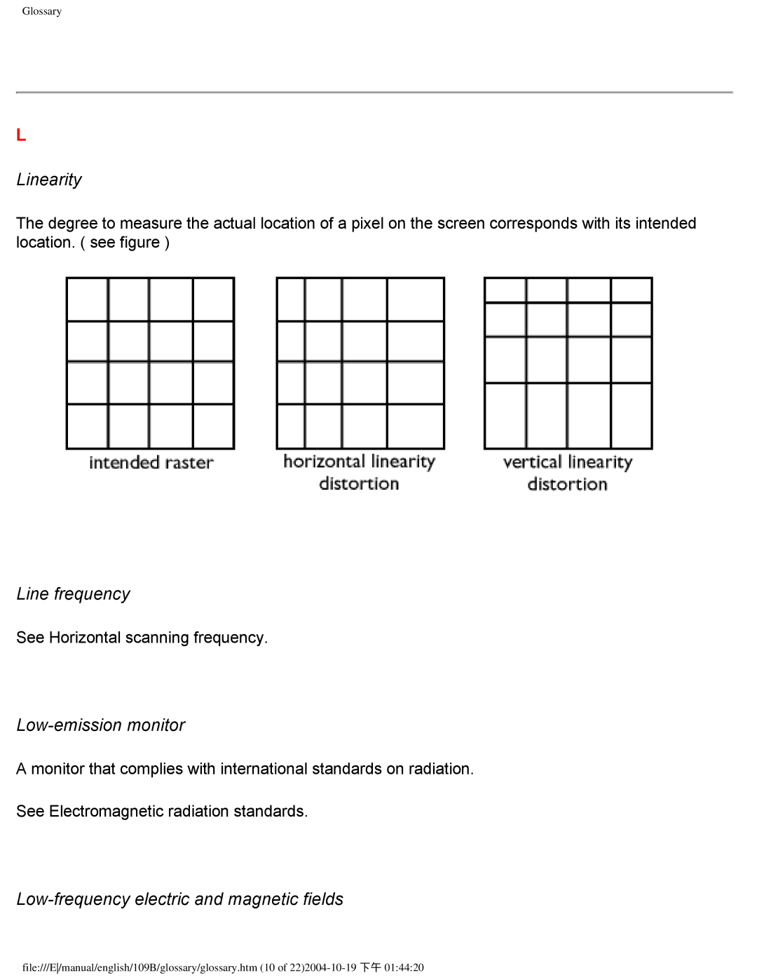 Philips 109B user manual Linearity, Line frequency, Low-emission monitor, Low-frequency electric and magnetic fields 