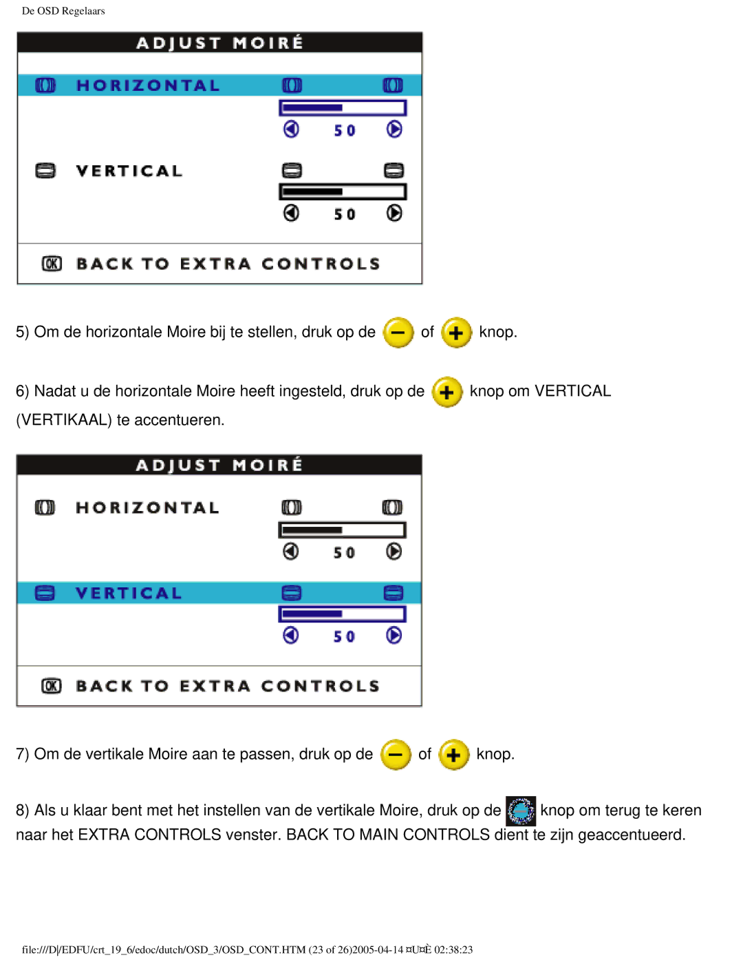 Philips 109B user manual De OSD Regelaars 