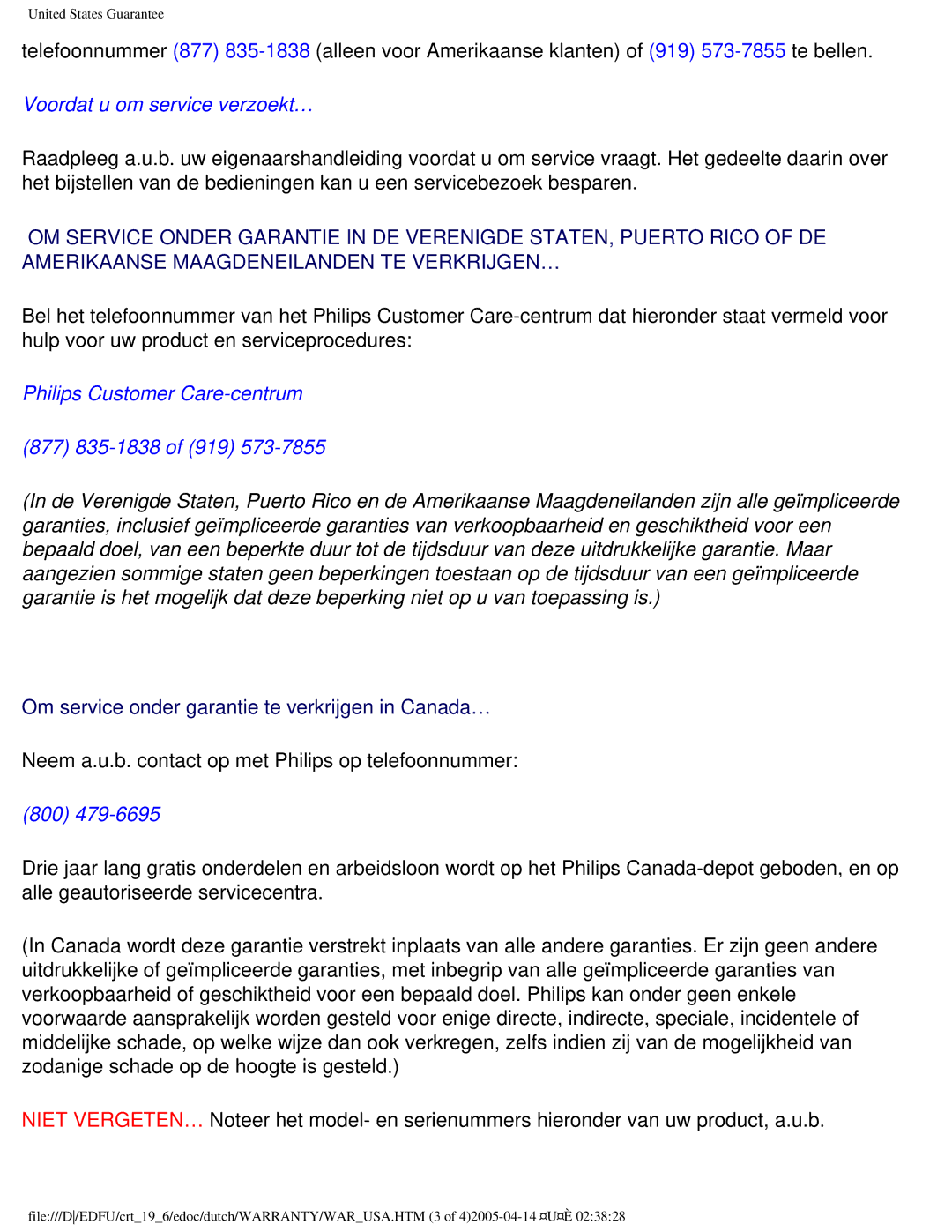 Philips 109B user manual Voordat u om service verzoekt… 