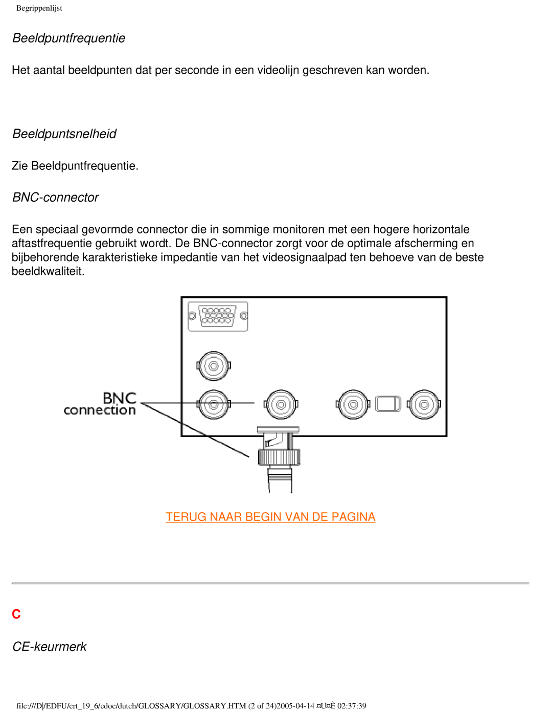 Philips 109B user manual Beeldpuntfrequentie, Beeldpuntsnelheid, BNC-connector, CE-keurmerk 