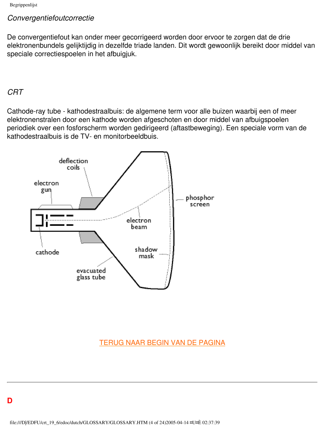 Philips 109B user manual Convergentiefoutcorrectie, Crt 