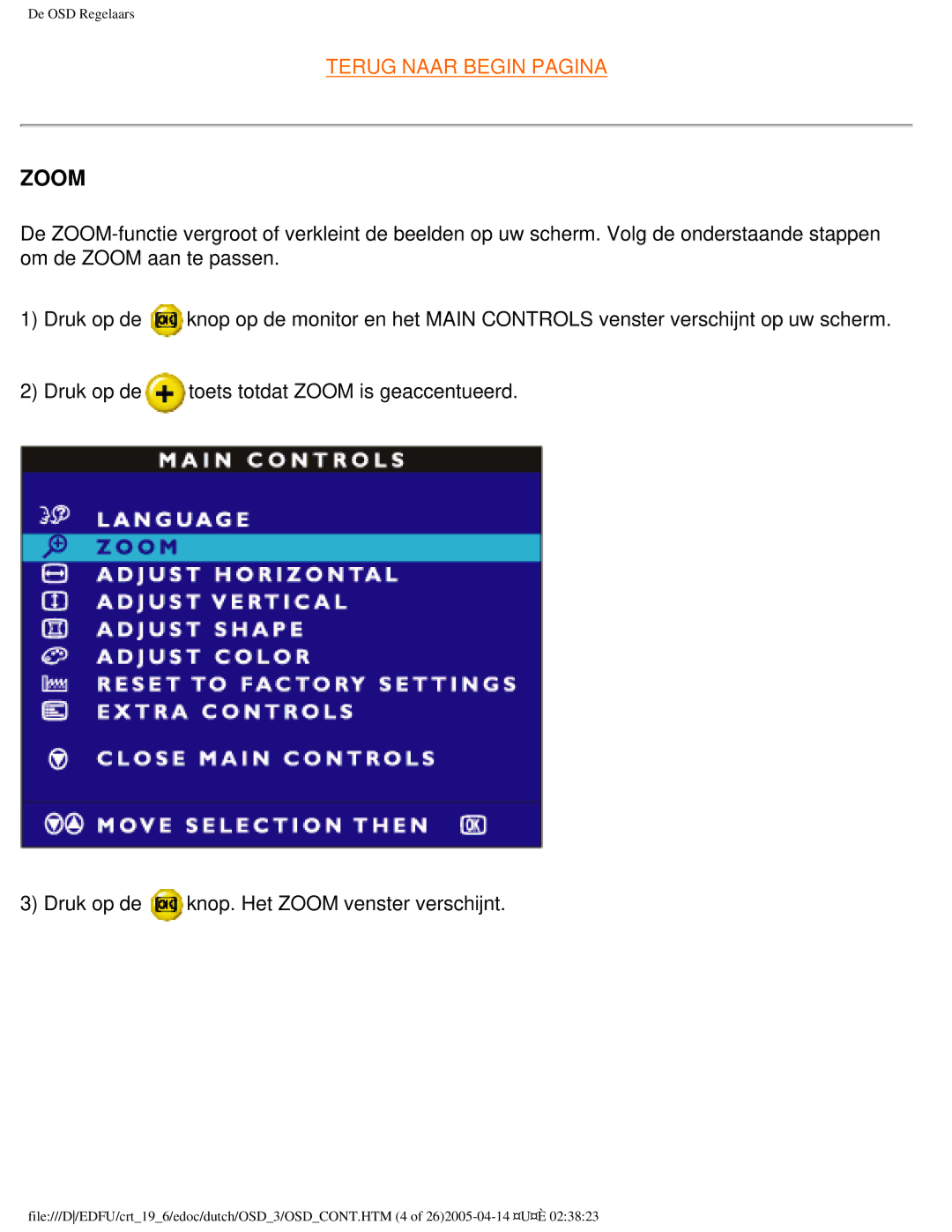 Philips 109B user manual Zoom 