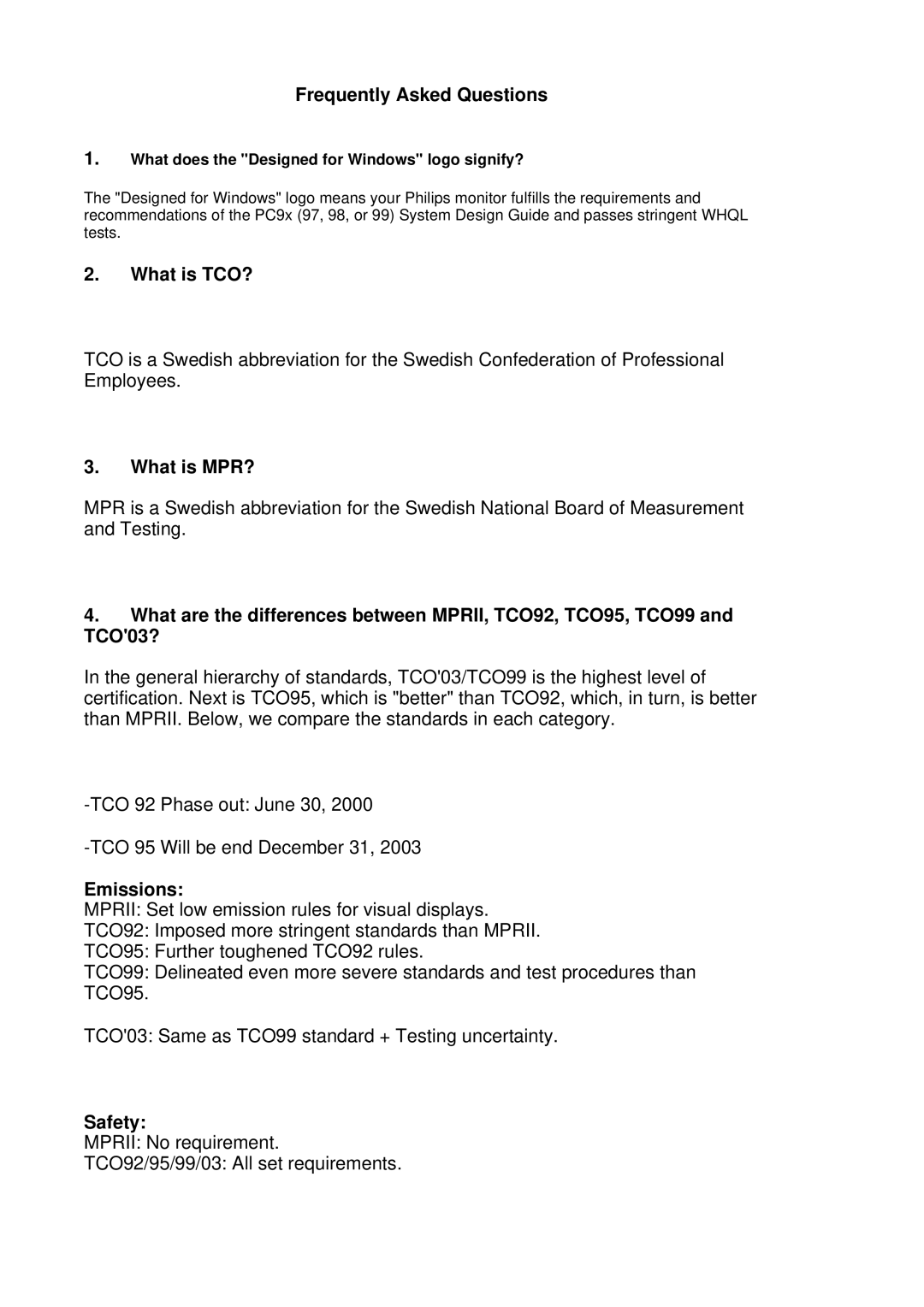 Philips 109F7, 109B7 manual What is TCO? 