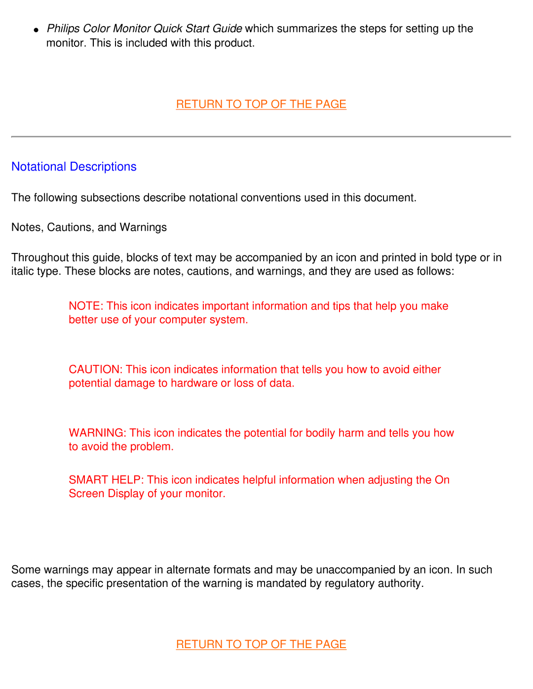 Philips 109B7, 109F7 manual Notational Descriptions 