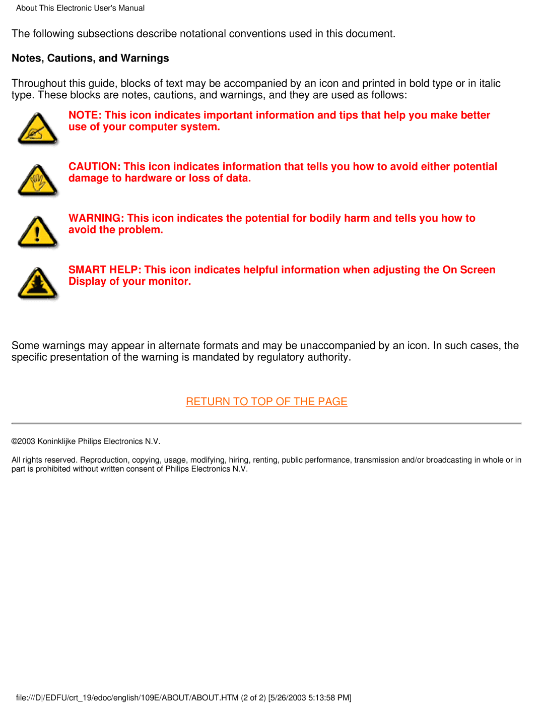 Philips 109E5 user manual Return to TOP 