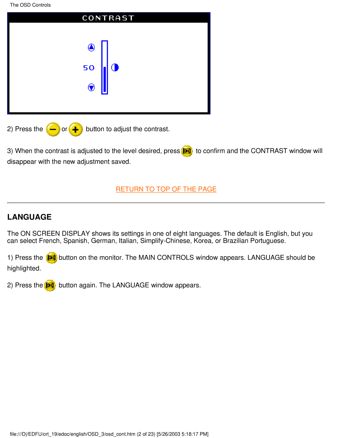 Philips 109E5 user manual Language 