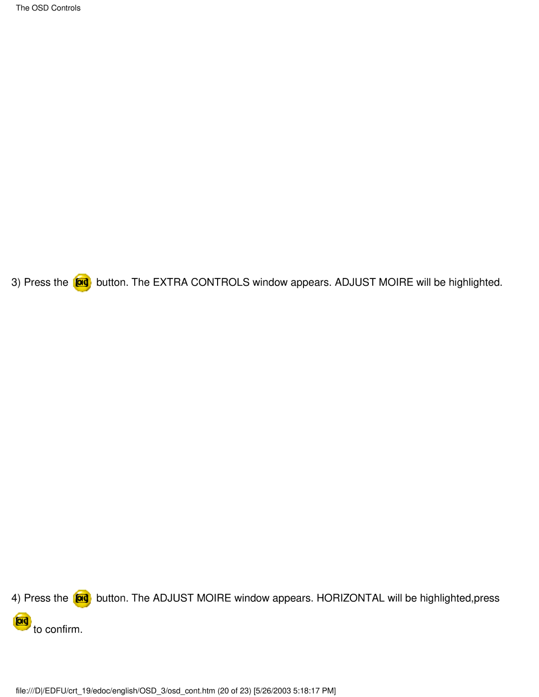 Philips 109E5 user manual OSD Controls 