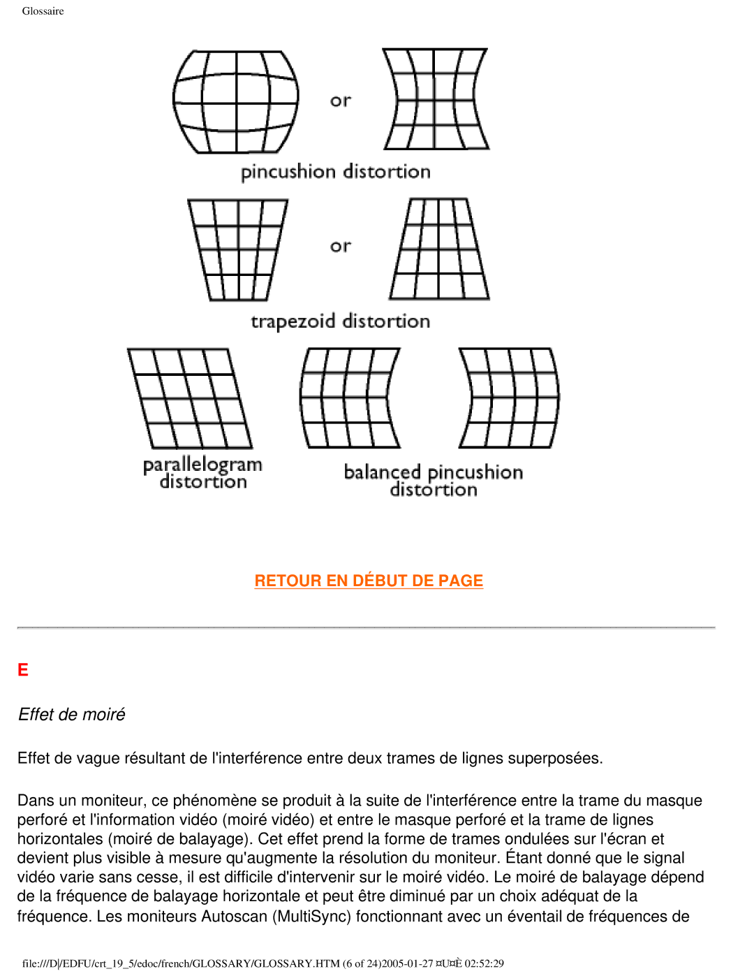 Philips 109ES user manual Effet de moiré 