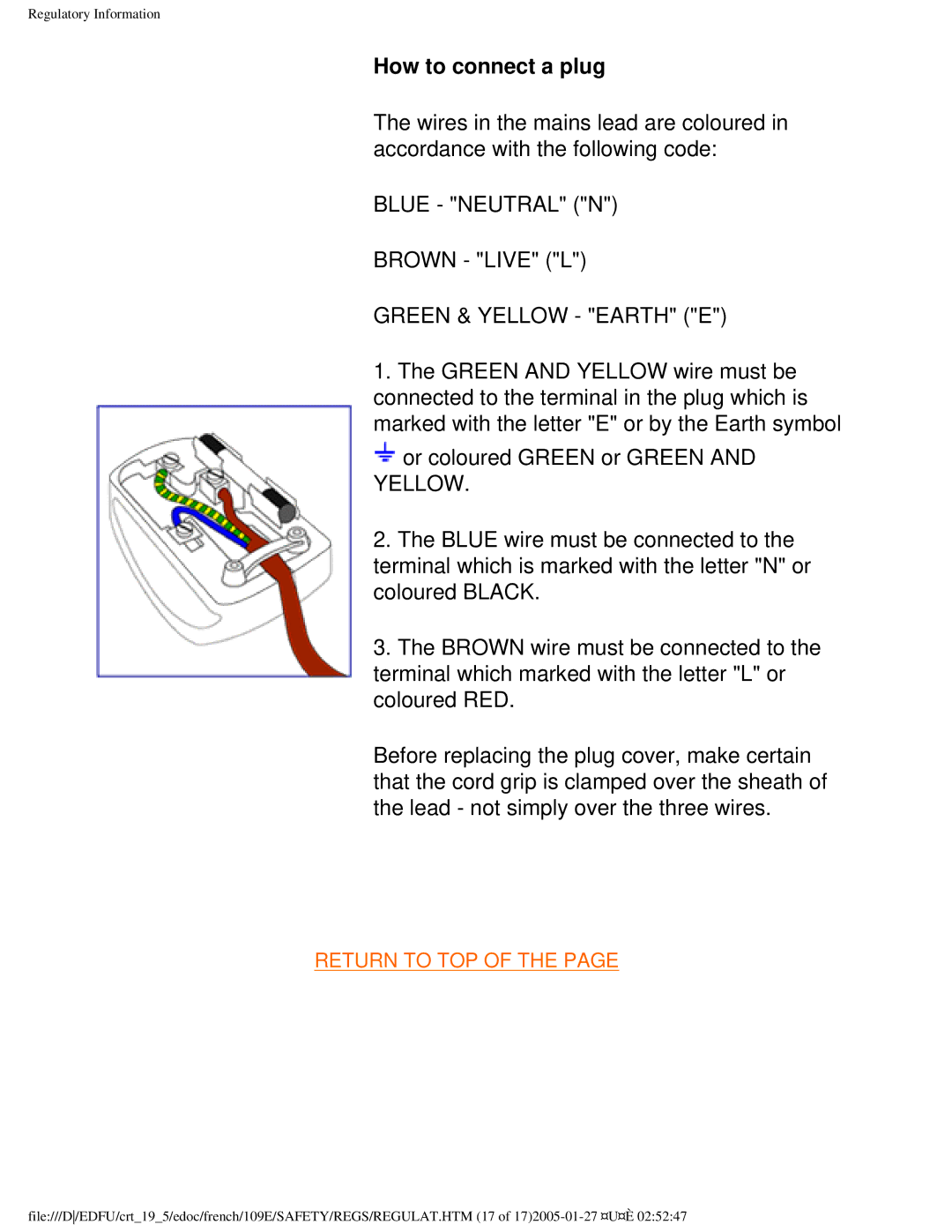 Philips 109ES user manual How to connect a plug 