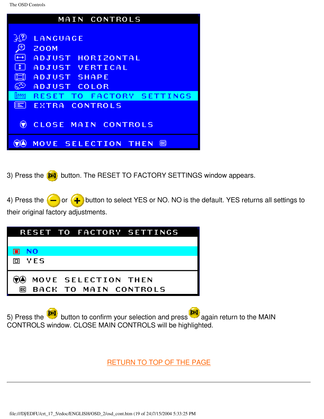 Philips 107S5, 109F5, 107T5, 109B5, 107F5, 107E5 user manual Return to TOP 