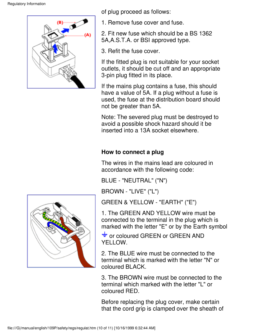 Philips 109P user manual How to connect a plug 