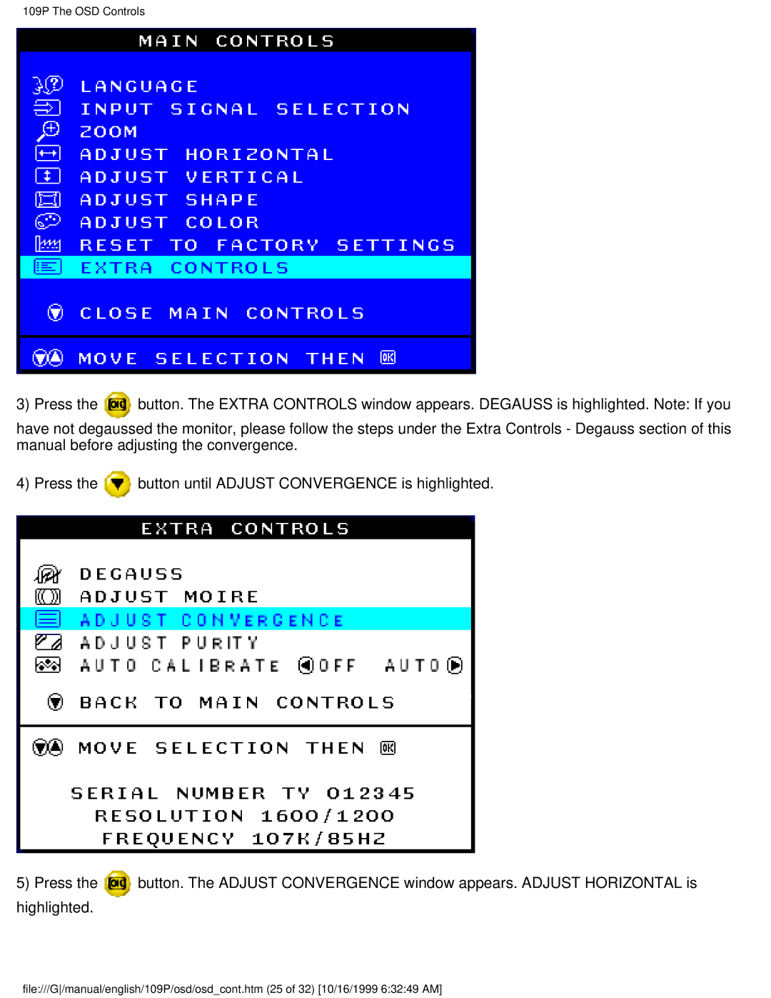 Philips user manual 109P The OSD Controls 