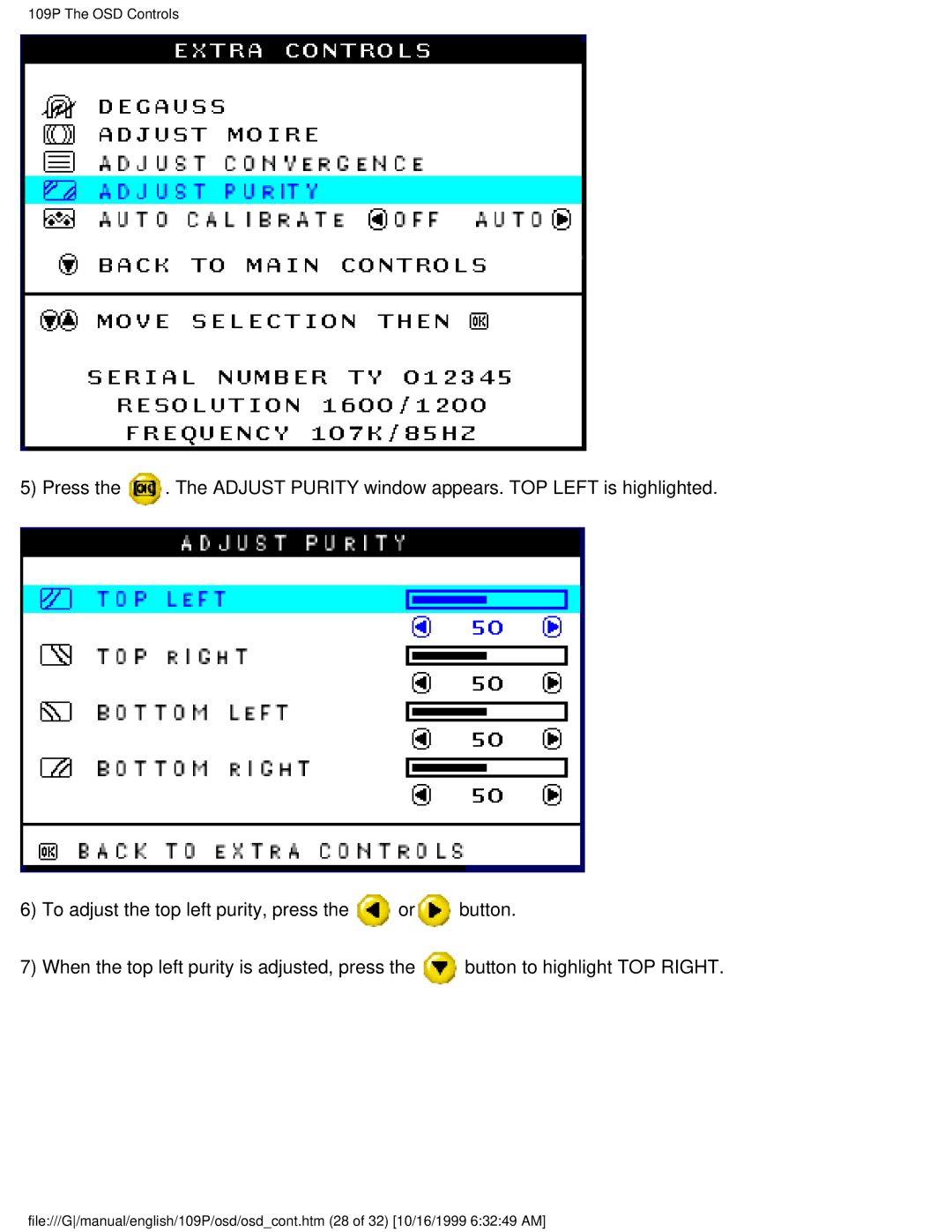 Philips user manual 109P The OSD Controls 