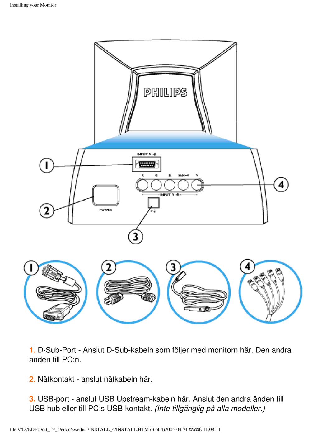 Philips 109P40 user manual Installing your Monitor 