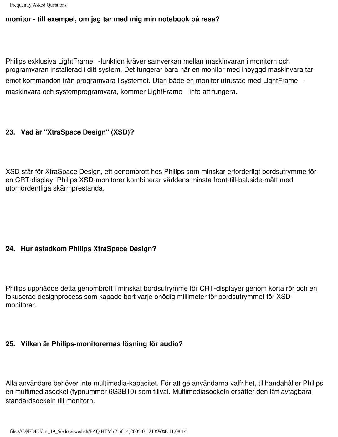 Philips 109P40 user manual Vad är XtraSpace Design XSD?, Hur åstadkom Philips XtraSpace Design? 