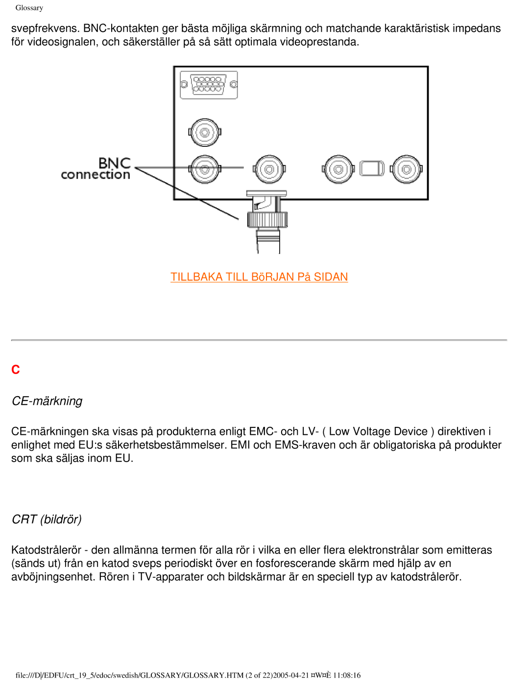 Philips 109P40 user manual CE-märkning, CRT bildrör 