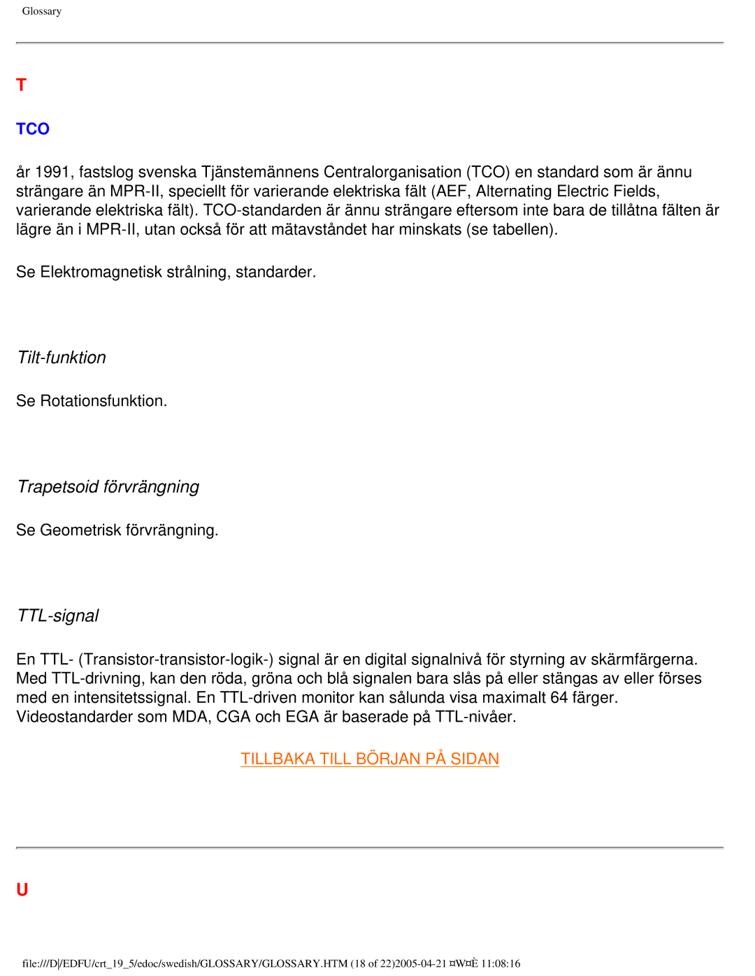 Philips 109P40 user manual Tilt-funktion, Trapetsoid förvrängning, TTL-signal 