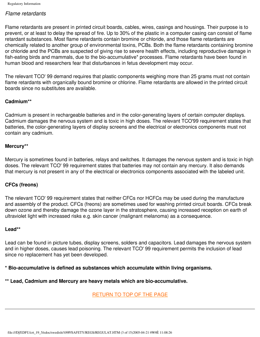 Philips 109P40 user manual Flame retardants 