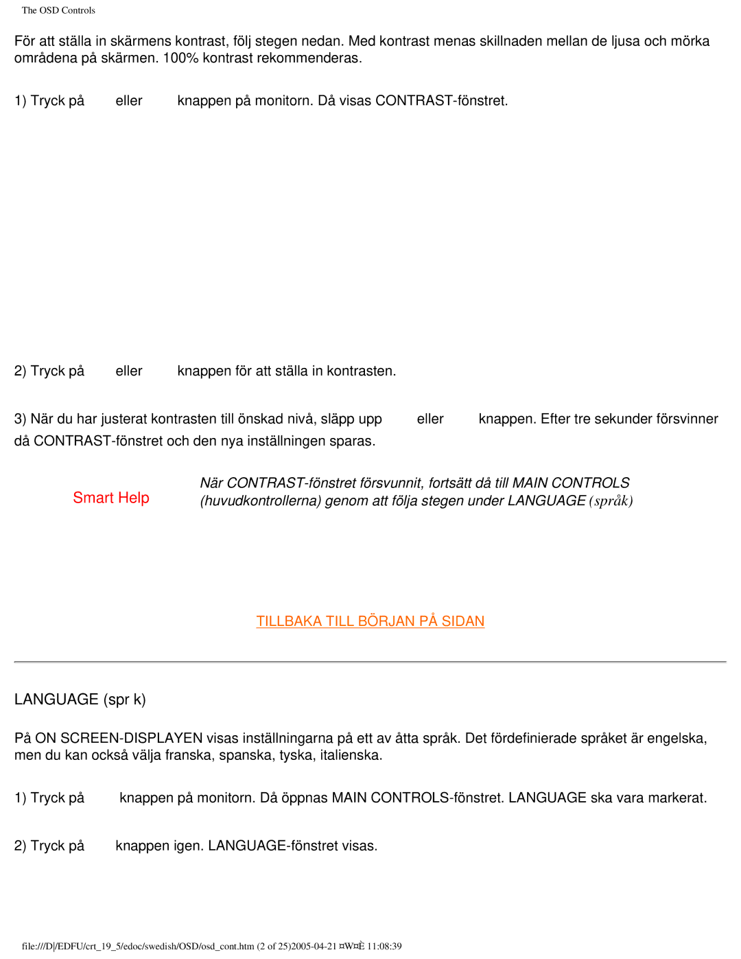 Philips 109P40 user manual Language språk 