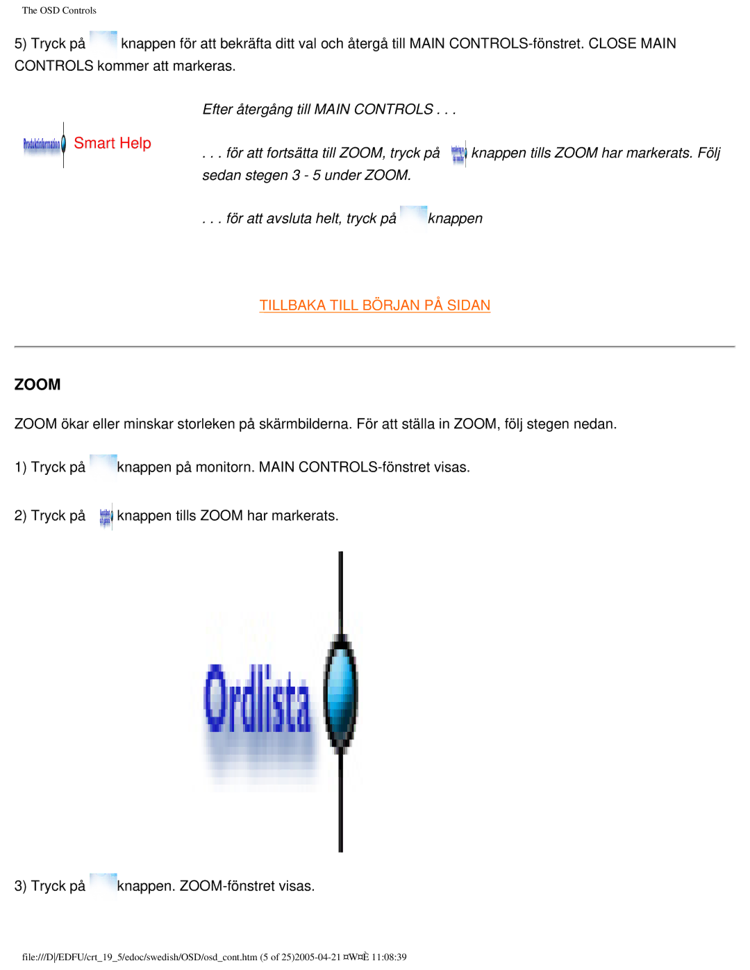 Philips 109P40 user manual Zoom 