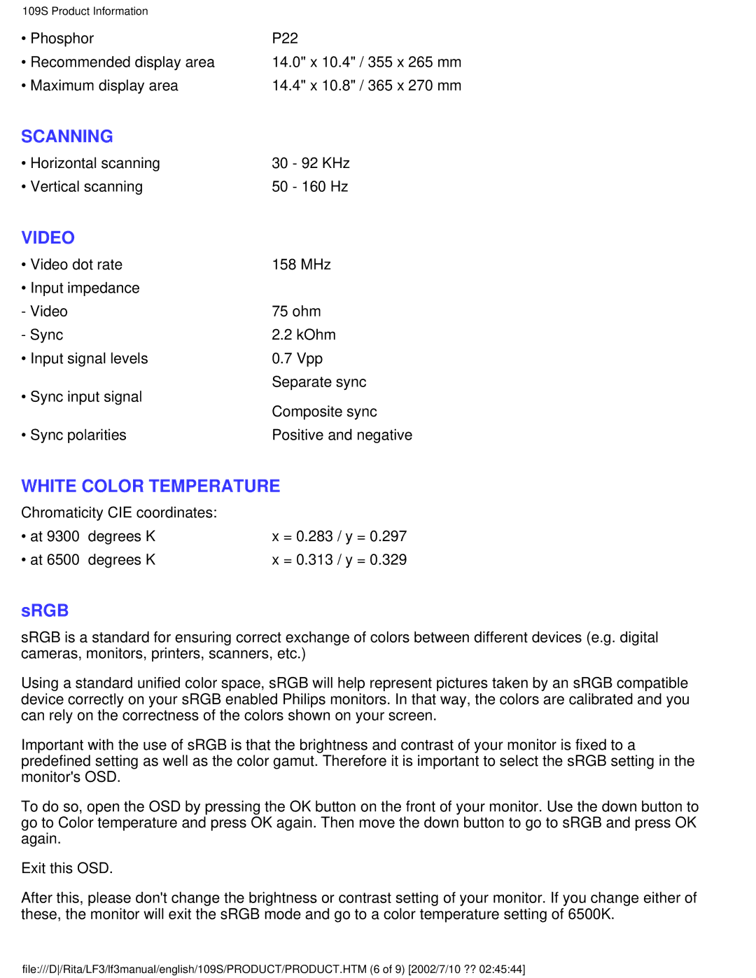 Philips 109S user manual Scanning 