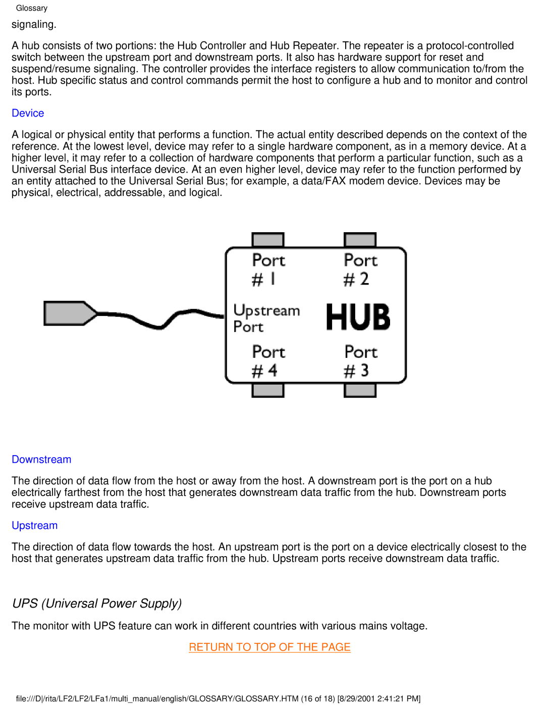 Philips 109S20, 107S20, 107S21, 105B20 user manual UPS Universal Power Supply, Device 