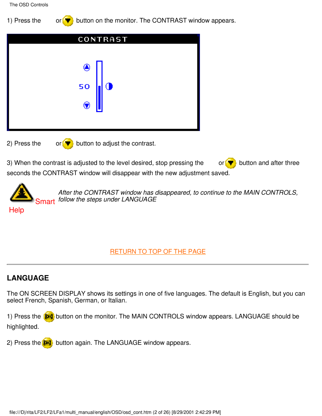 Philips 105B20, 109S20, 107S20, 107S21 user manual Language 