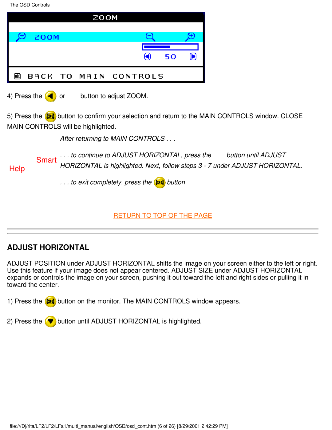 Philips 105B20, 109S20, 107S20, 107S21 user manual Adjust Horizontal 