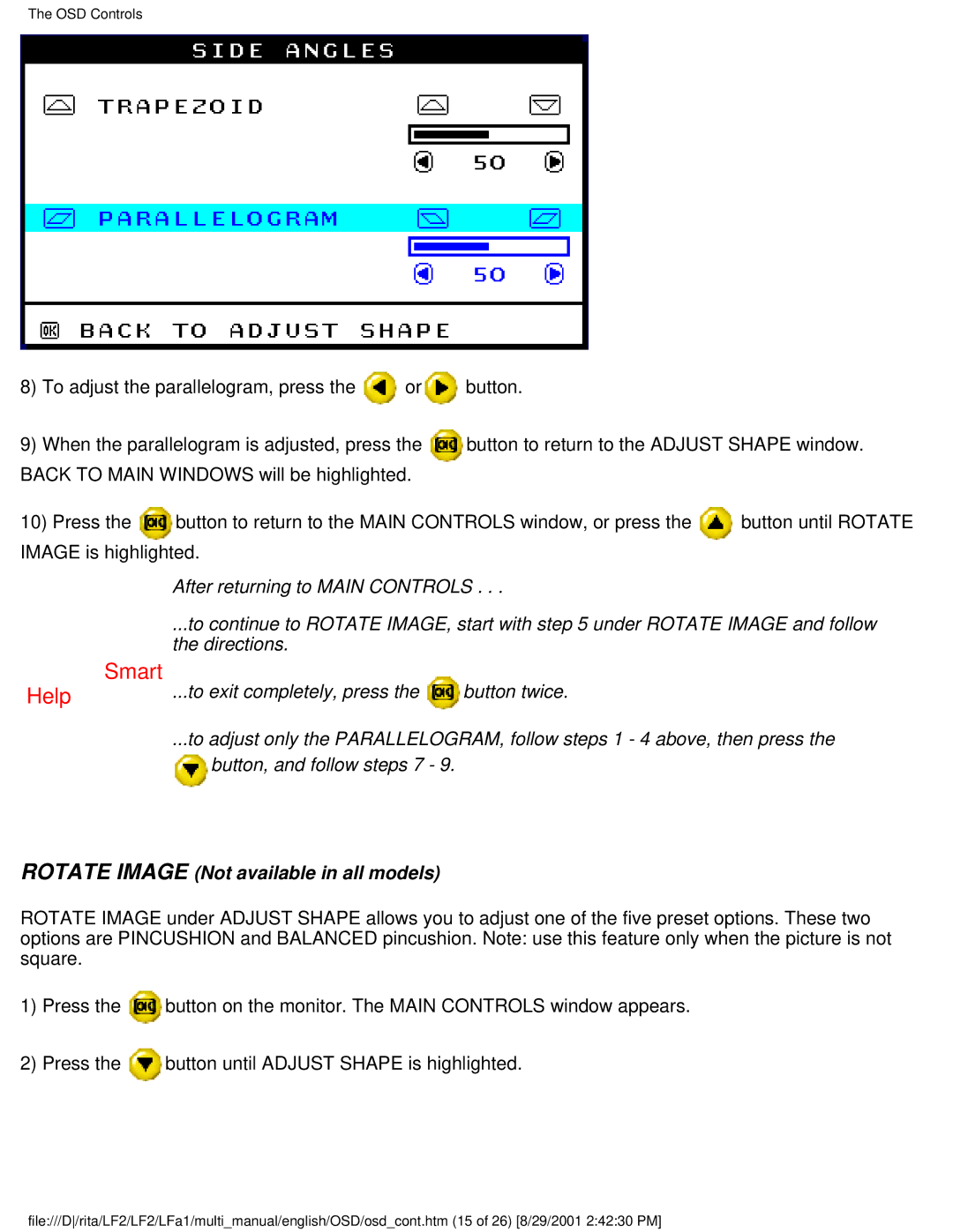 Philips 109S20, 107S20, 107S21, 105B20 user manual Rotate Image Not available in all models 